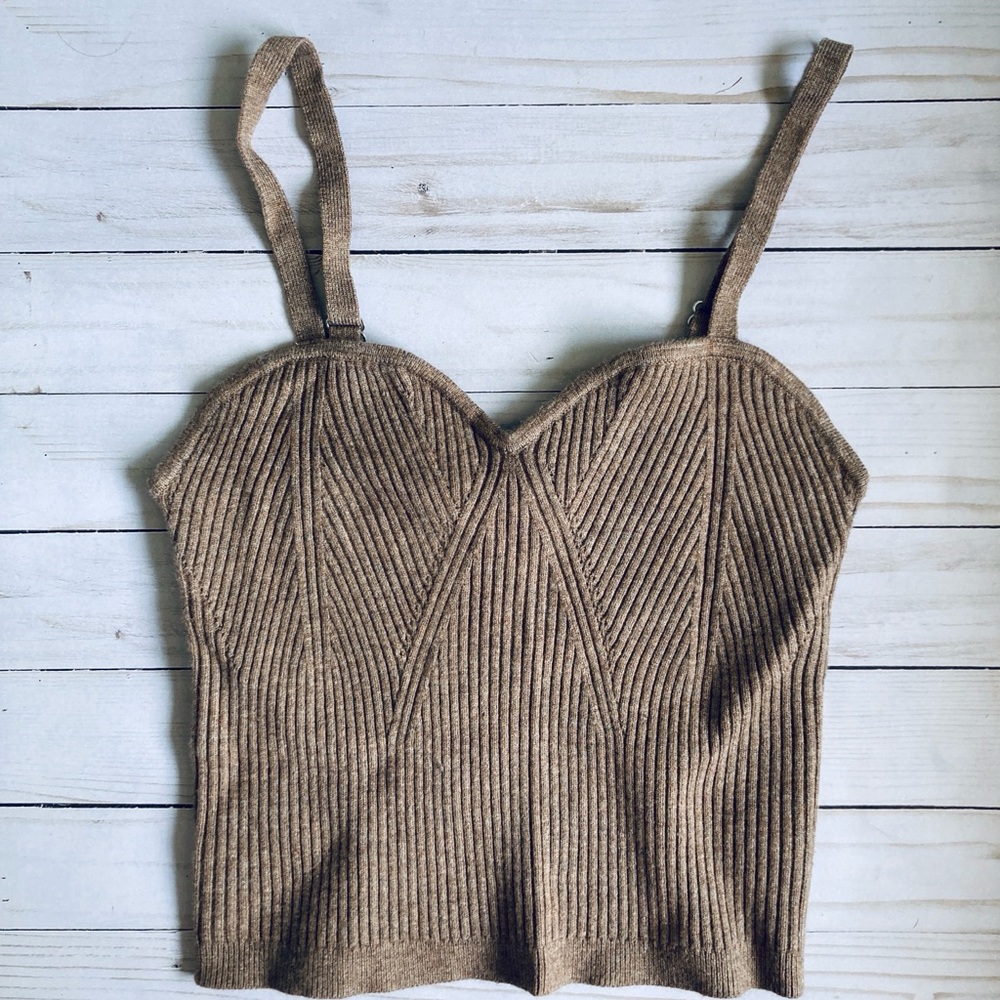 Wild Fable Brown Ribbed Bustier Tank Top